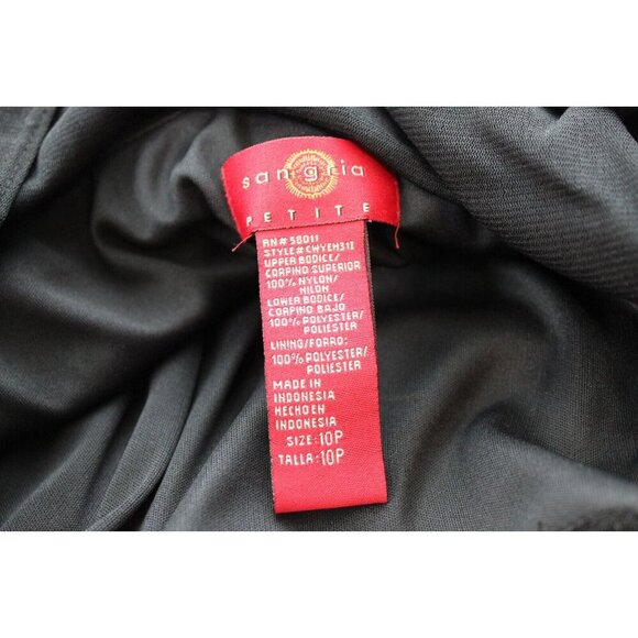 Y2K Asymmetrical Dress 10 Petite Black Chiffon Tiered Goth Grunge Ruched Formal - Picture 14 of 14